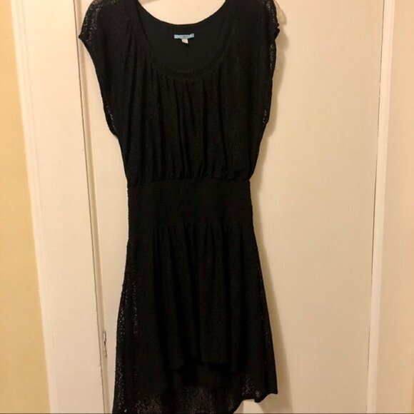Anthropologie Dress Black Smocked Crochet Full Skirt Leifnotes Brand size Small - Picture 7 of 14